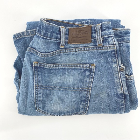 Vintage Tommy Hilfiger Denim Jeans Mens Light Wash Premium Straight LegY2K 40x30 - Picture 1 of 6